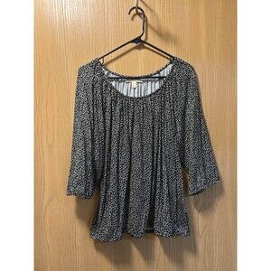 Michael Michael Kors Black & White Giraffe Print 3/4 Sleeve Top 1X